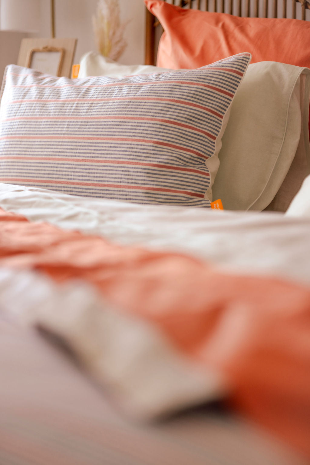 100% Cotton Yarn Dyed Duvet Quilt Cover Set w/ 2 Pillow Cases in Baylyn Peach