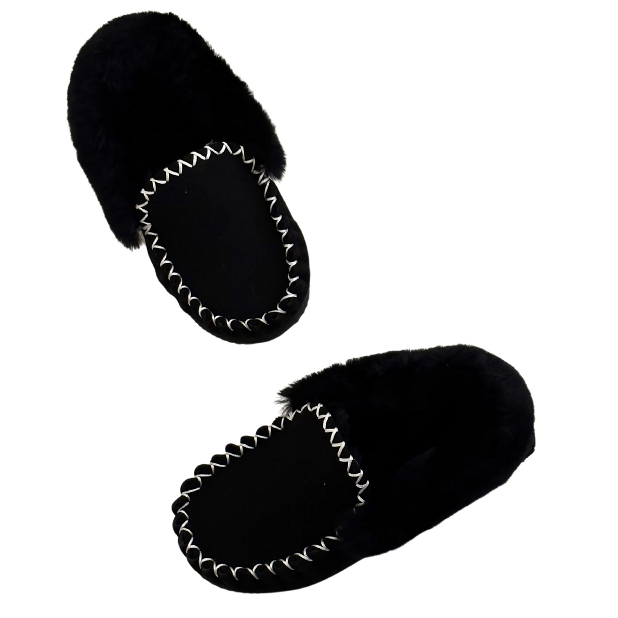 100% Australian Merino Sheepskin Moccasins Slippers Winter Casual Genuine Slip On UGG - Black