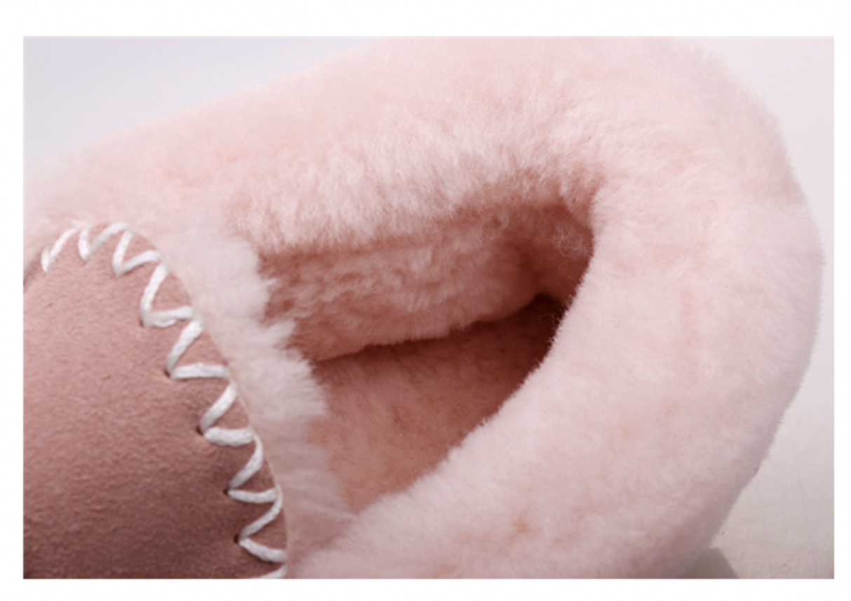 100% Australian Merino Sheepskin Moccasins Slippers Winter Casual Genuine Slip On UGG - Light Pink