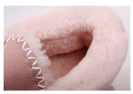 100% Australian Merino Sheepskin Moccasins Slippers Winter Casual Genuine Slip On UGG - Light Pink