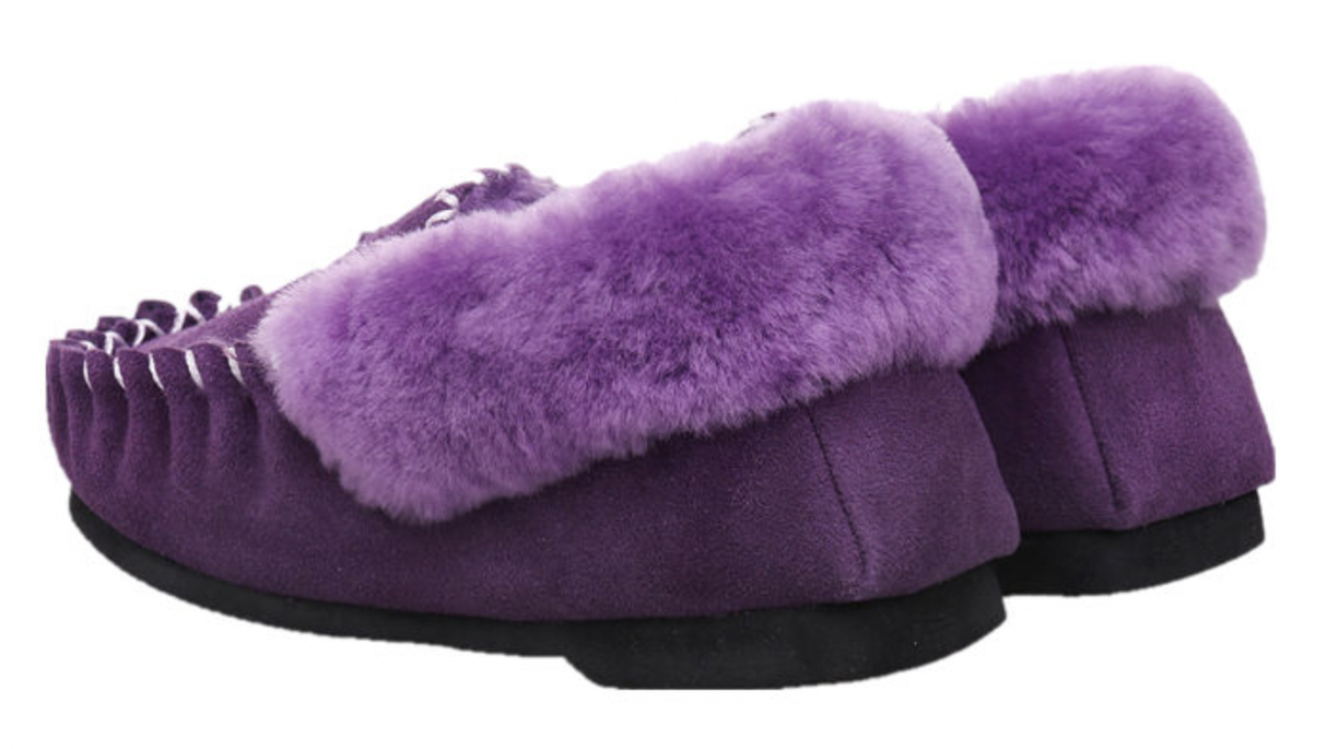 100% Australian Merino Sheepskin Moccasins Slippers Winter Casual Genuine Slip On UGG - Purple