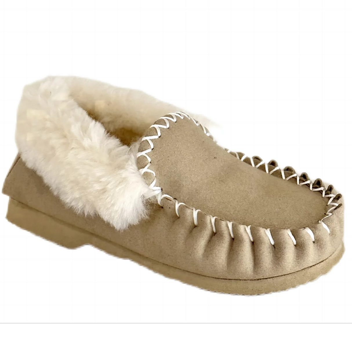 100% Australian Merino Sheepskin Moccasins Slippers Winter Casual Genuine Slip On UGG - Sand