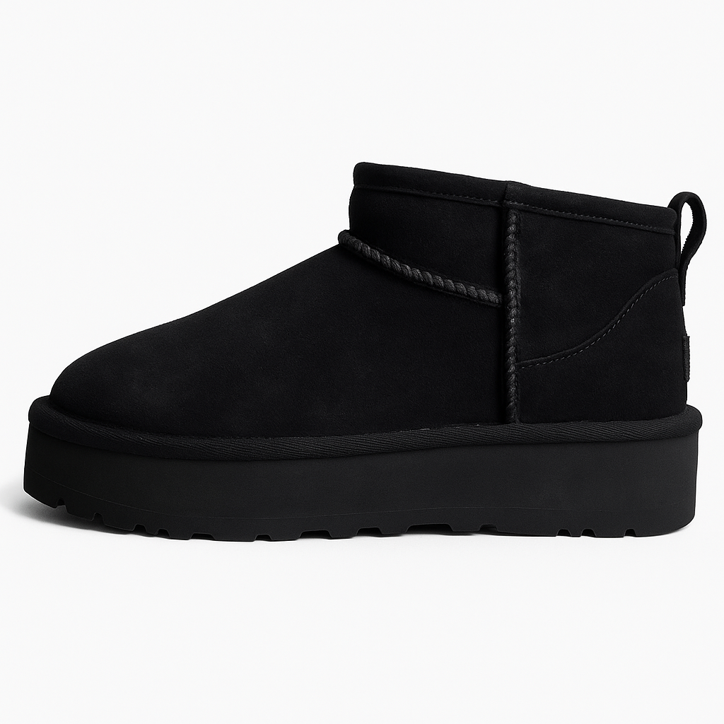 100% Australian Merino Sheepskin Womens Platform Scuffs Moccasins Slippers Winter Slip On UGG in Black