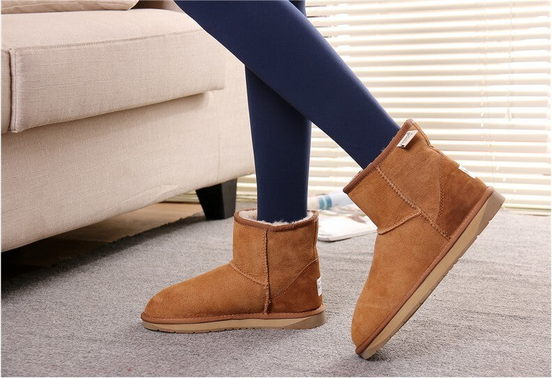 Australian Sheepskin Merino Wool UGG Ankle Boots Moccasins Slippers Shoes Classic - Chestnut