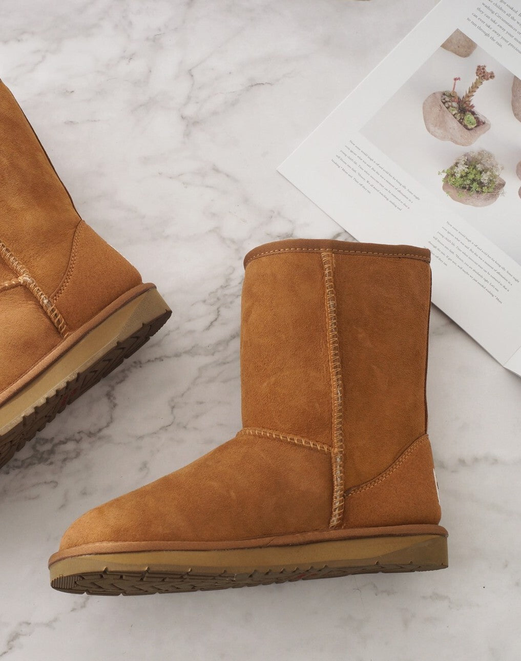 Australian Sheepskin Merino Wool UGG 3/4 Boots Moccasins Slippers Shoes Classic - Chestnut