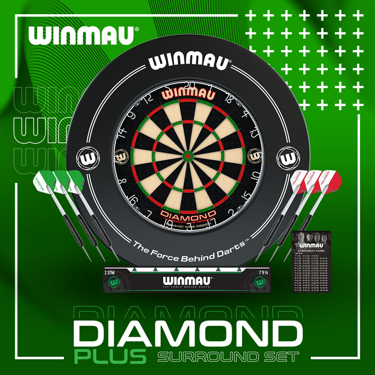 Winmau Diamond Plus All In One Dart Board Set + Surround + Darts + Oche Line