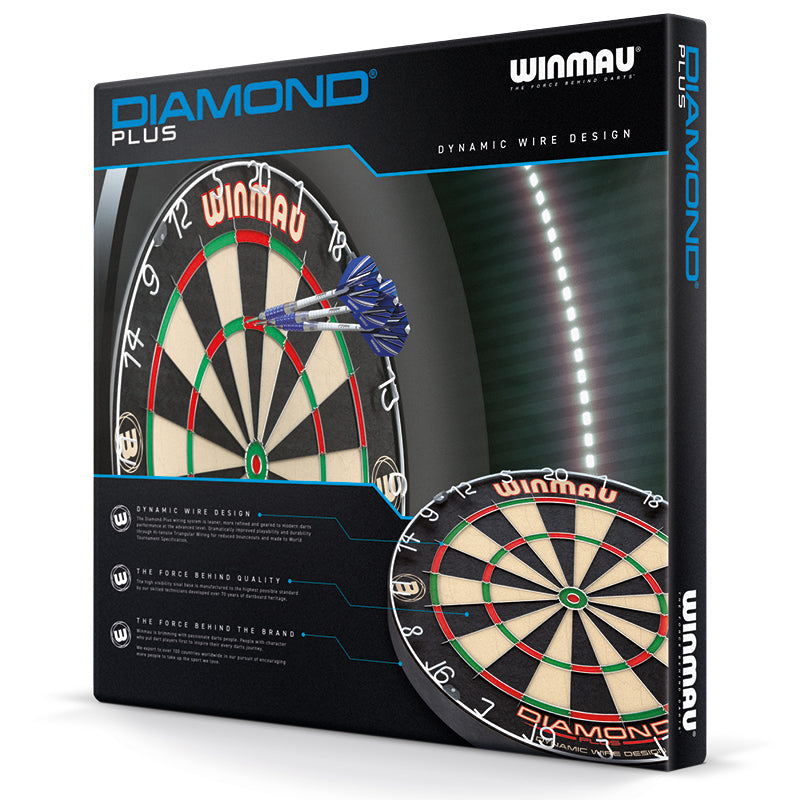 Winmau Diamond Plus Dartboard 450mm Pro Bristle Board WDF Spec Staple-Free