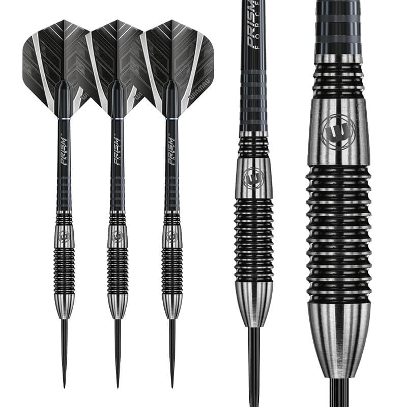 Winmau Blackout 90% Tungsten Steel Tip Darts in Bomb Barrel 24 Grams