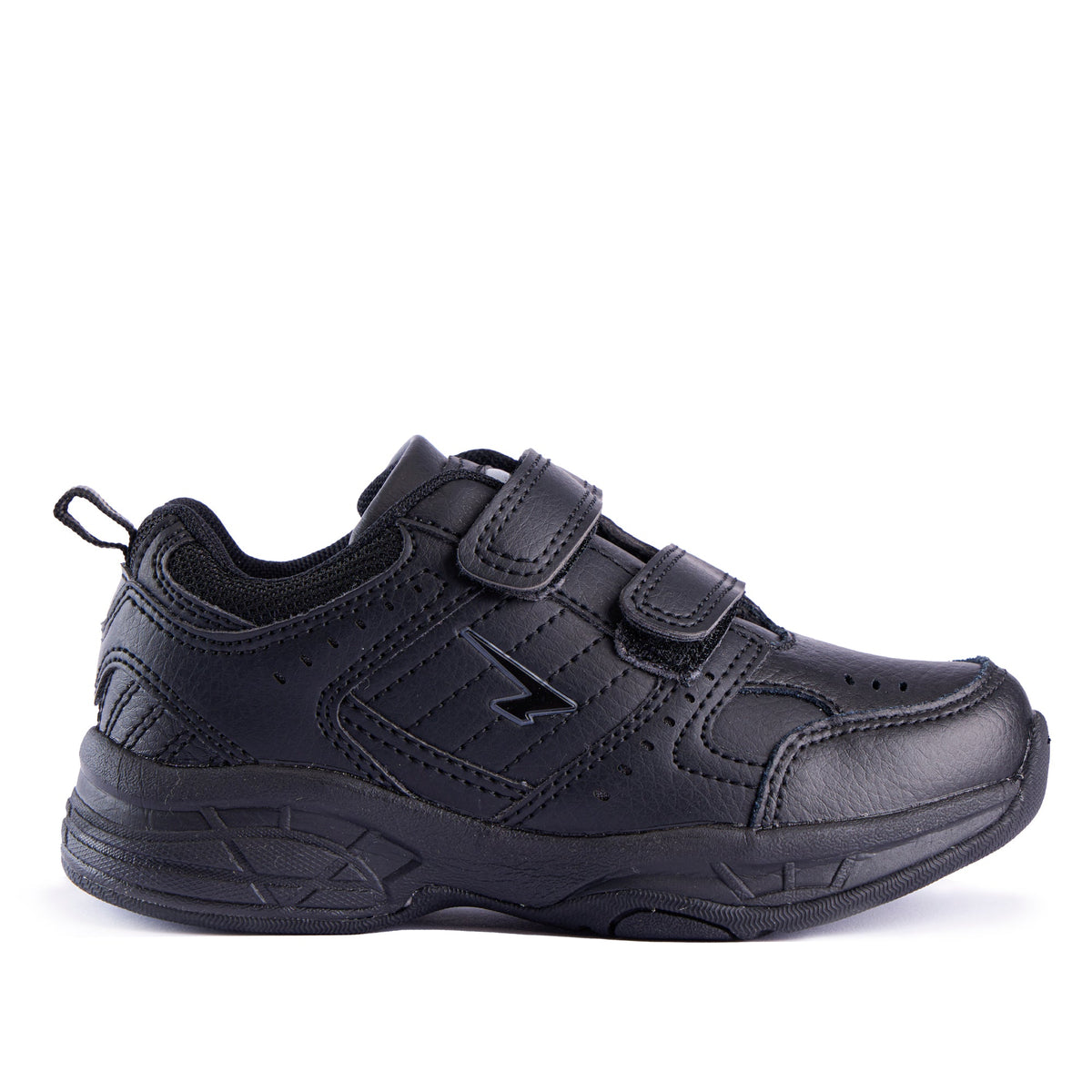 Sfida Defy Junior Kids Leather V Strap Sneakers - Black (Cross Trainer Shoes) - BLACK