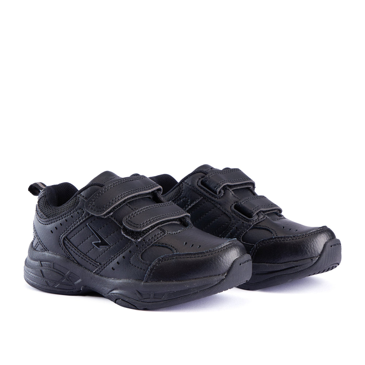 Sfida Defy Junior Kids Leather V Strap Sneakers - Black (Cross Trainer Shoes)