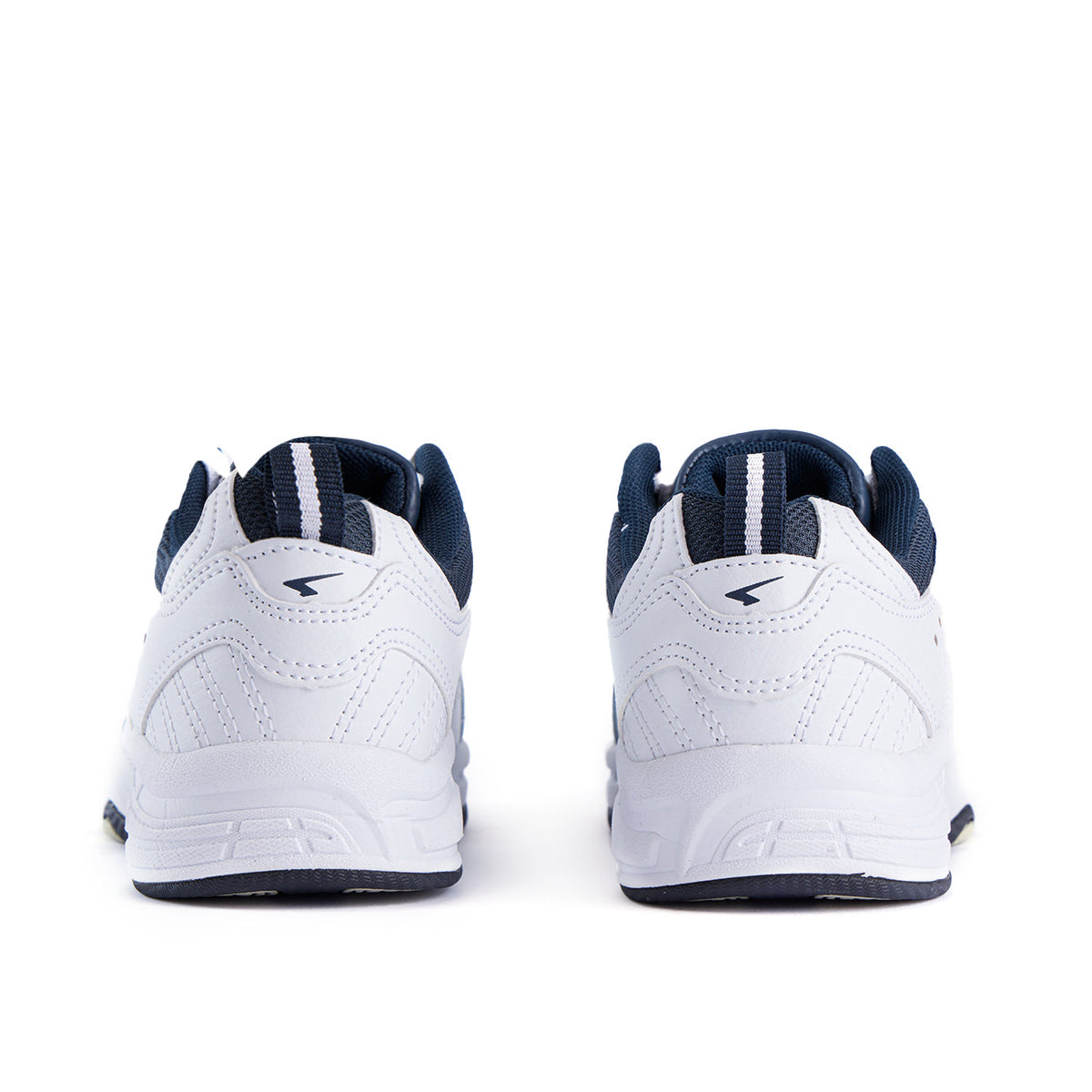 Sfida Defy Junior Kids Leather Lace Up Sneakers - White/Navy (Cross Trainer Shoes)