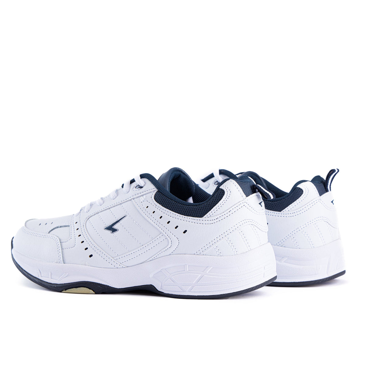 Sfida Defy Senior Leather Lace Up Sneakers - White/Navy (Cross Trainer Shoes)