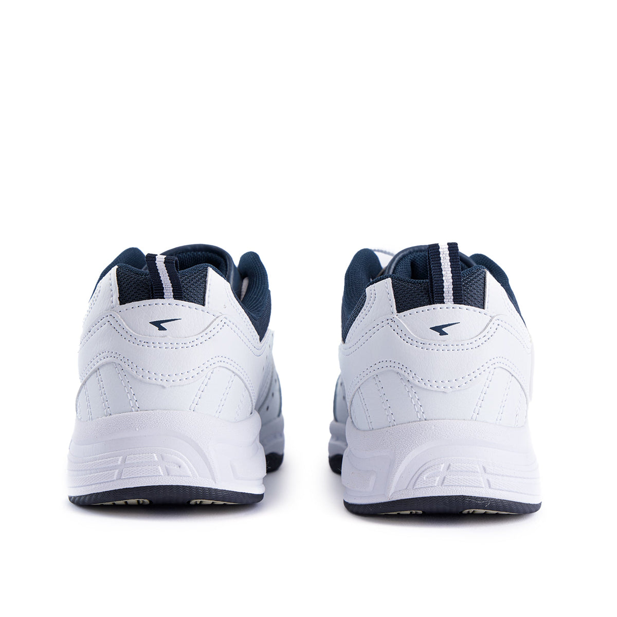 Sfida Defy Senior Leather Lace Up Sneakers - White/Navy (Cross Trainer Shoes)