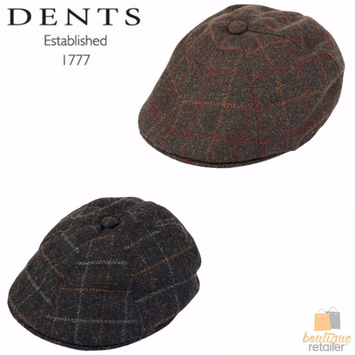 Dents Window Pane Check Driver Cap Driving Cabbie Quilted Satin 1-3037 - Olive