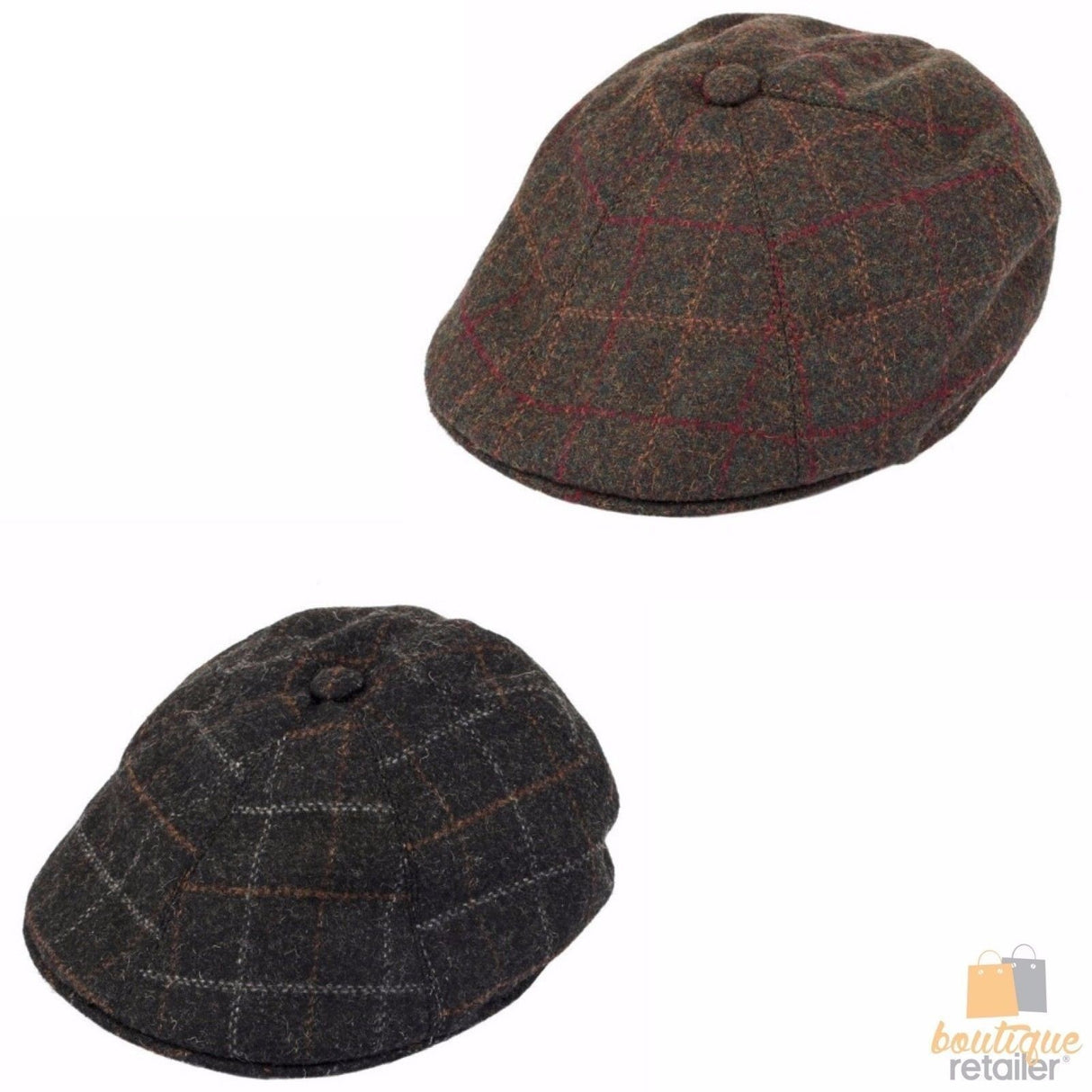 Dents Window Pane Check Driver Cap Driving Cabbie Quilted Satin 1-3037 - Black