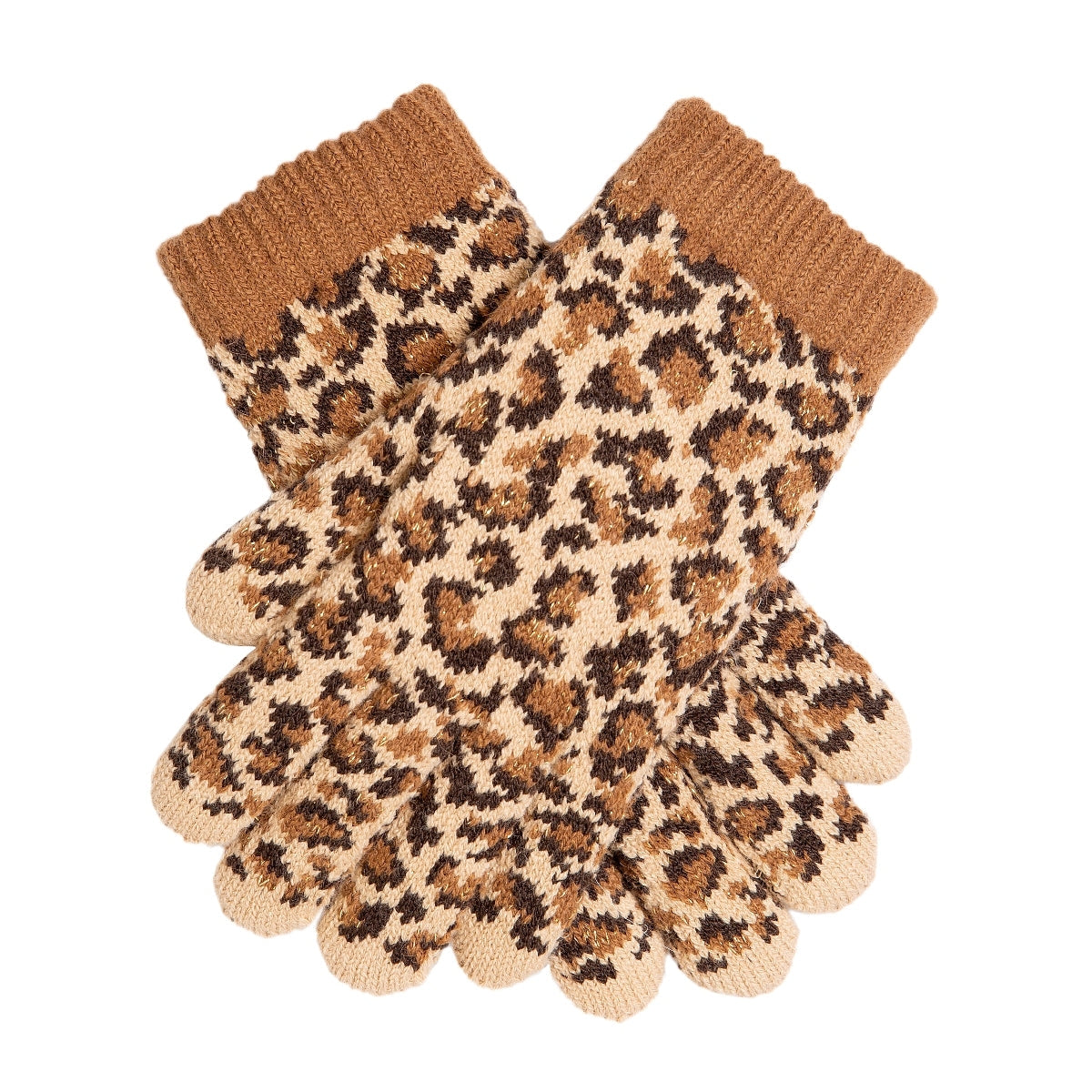 Dents Womens Animal Print Knitted Gloves Premium Warm Winter Knit - Teal