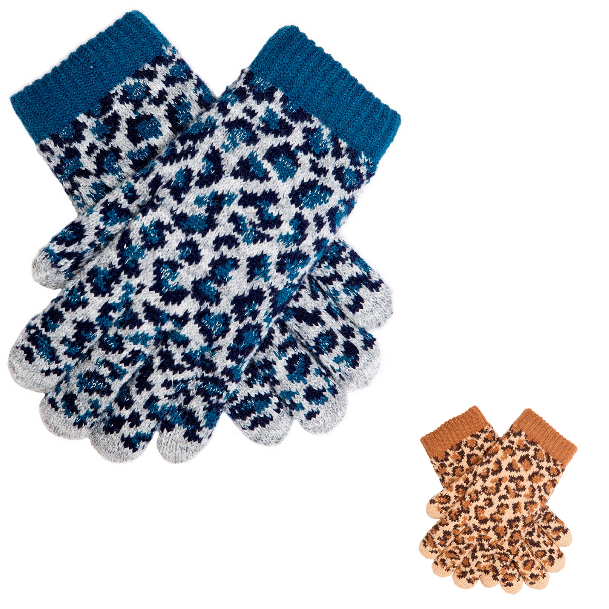 Dents Womens Animal Print Knitted Gloves Premium Warm Winter Knit - Teal