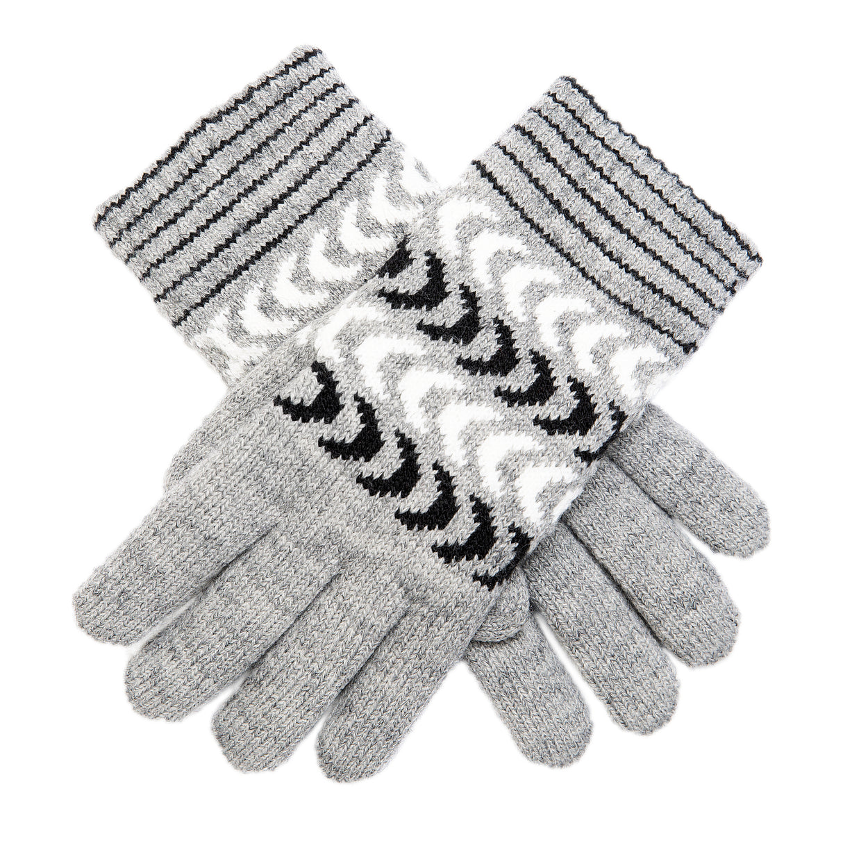 Dents Womens Fleece Lined Winter Chevron Ski Gloves - Grey/Dove/Black