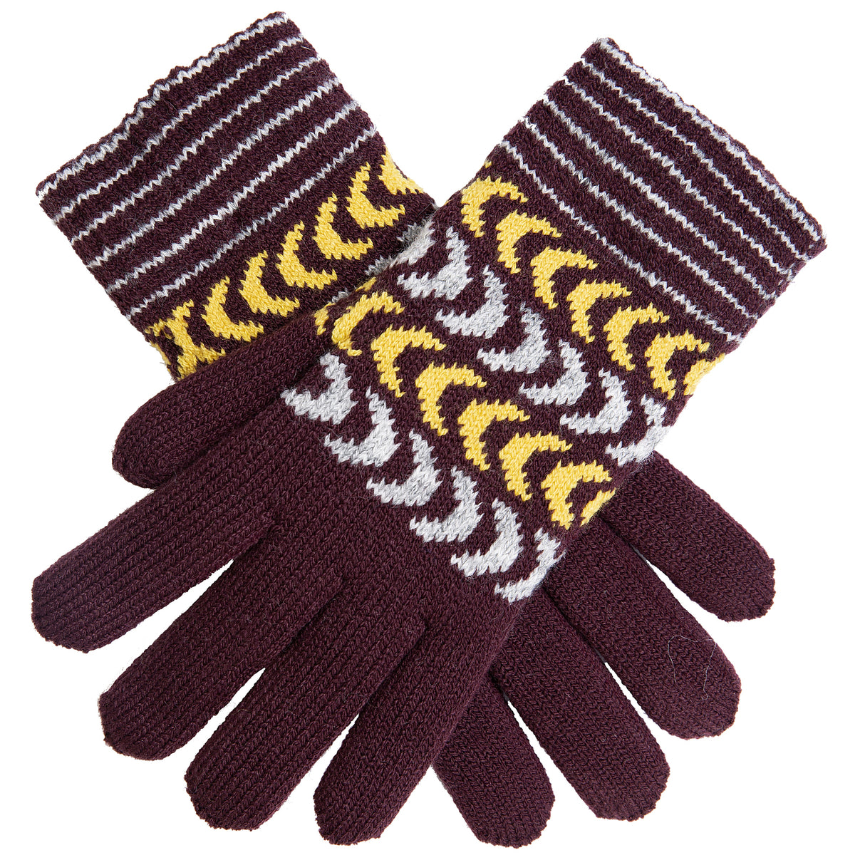 DENTS Ladies Womens Gloves Fleece Lined Warm Chevron Winter Ski - Black/Grey/White