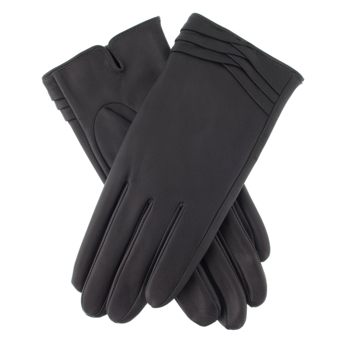 Dents Womens Ladies Katrina Detail Folded Cuff Warm Winter Soft Gloves - Black - Charcoal