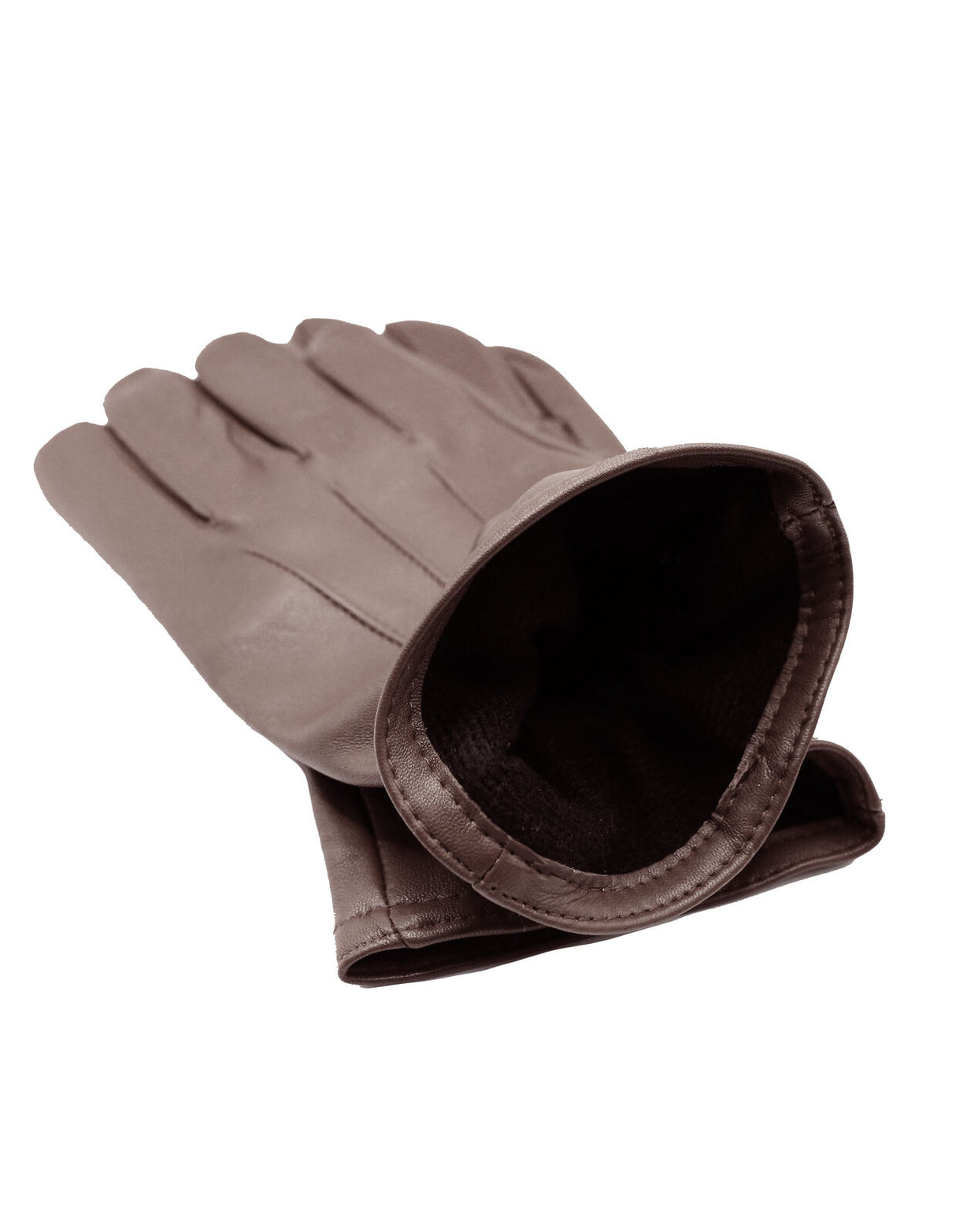 Dents Mens Genuine Full Grain Leather Brown Gloves - 3 Point Stitch & Warm Fleece Lined