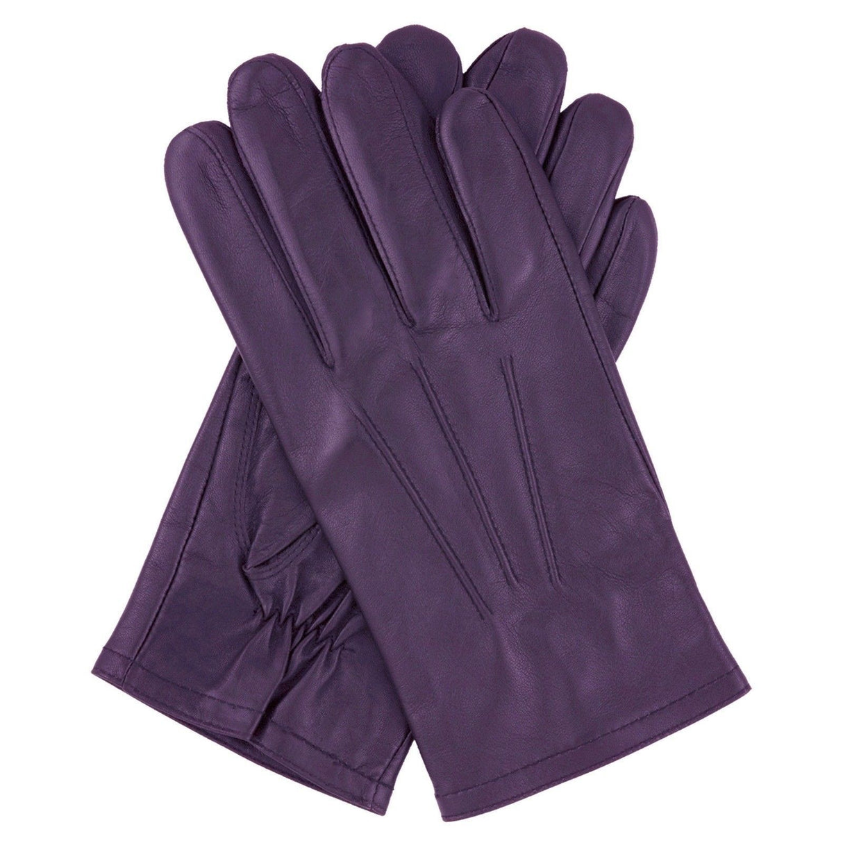 Dents Mens Genuine Full Grain Leather Gloves 3 Point Stitch Fleece Lined Warm Winter - Purple