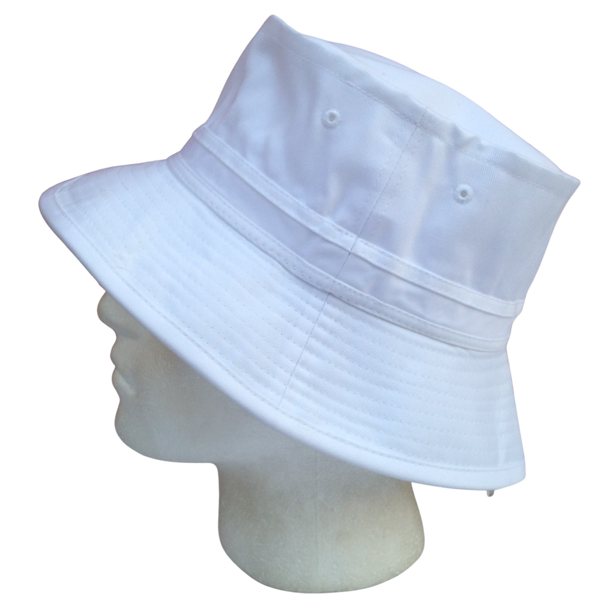 Dents 100% Organic Cotton Bucket Hat Cap Festival Beach Sun Cap in White