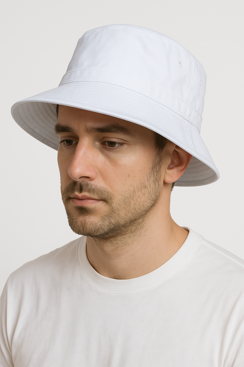 Dents 100% Organic Cotton Bucket Hat Cap Festival Beach Sun Cap in White