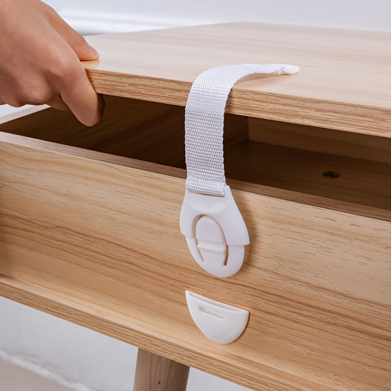 10x Kids Child-Safe Cabinet/Drawer Latch Locks No-Drill Adhesive Straps in White