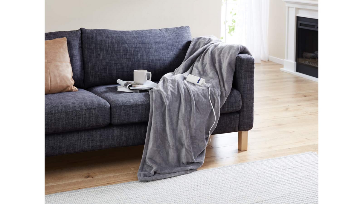 Dimplex Dream Easy Micro Fleece Electric Heated Throw Blanket - Light Grey (180x130cm) DHHTLG