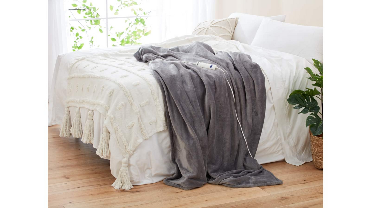 Dimplex Dream Easy Micro Fleece Electric Heated Throw Blanket - Light Grey (180x130cm) DHHTLG