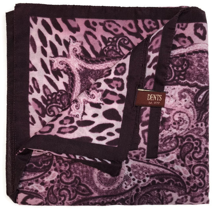 Dents Womens Animal Print & Paisley Scarf - Amethyst (Made in Italy)