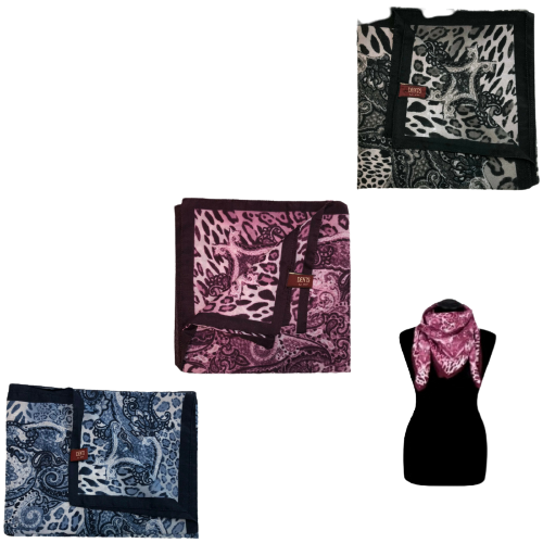 DENTS Ladies Animal Print & Paisley Scarf MADE IN ITALY Womens Warm Winter - Amethyst