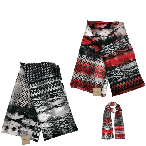 DENTS Monotone Aztec Print Scarf Ladies Womens MADE IN ITALY Unlined Fine - Berry