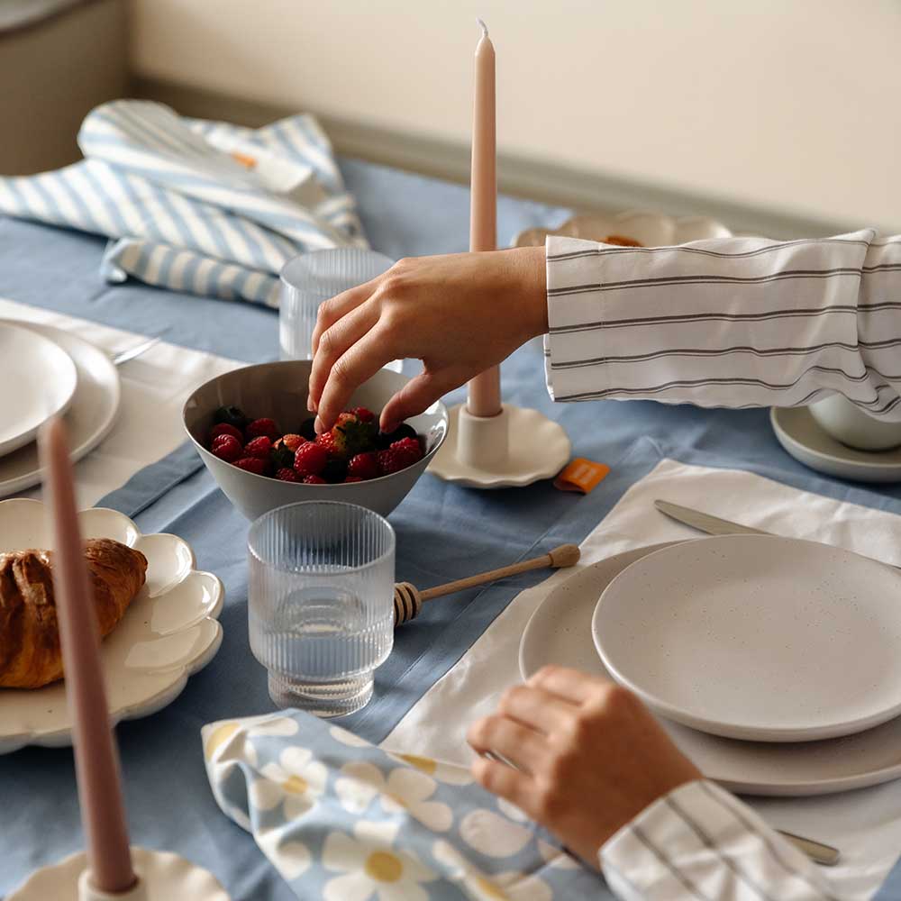 100% Cotton Handcrafted Table Cover - Blue Bell