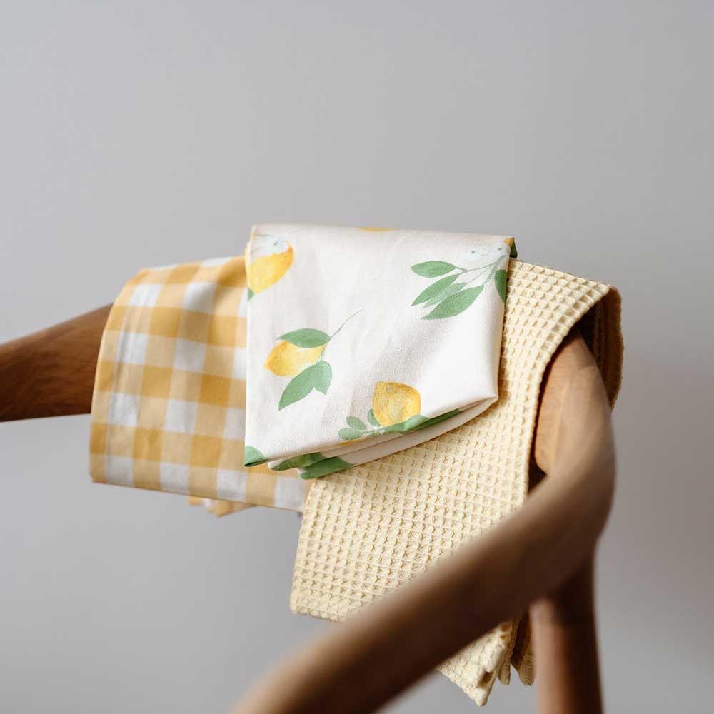 100% Cotton Linen Tea Towels - Citrus Breeze