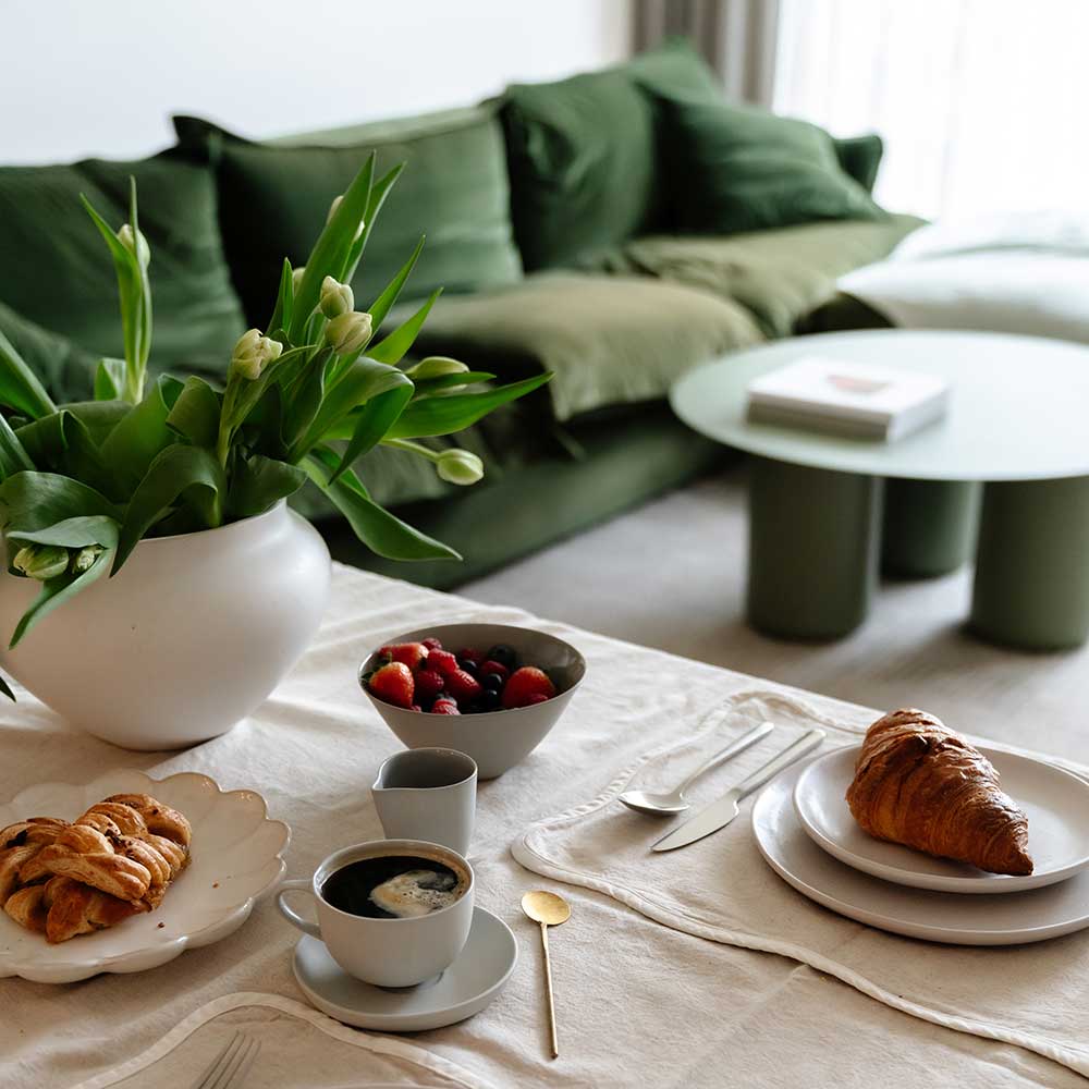 100% Cotton Handcrafted Table Cover - Beige Love