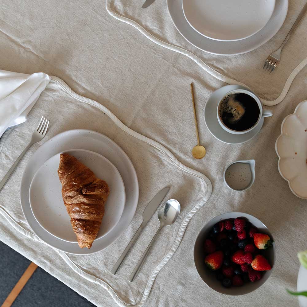 100% Cotton Linen Placemats - Beige Love (set of 2)