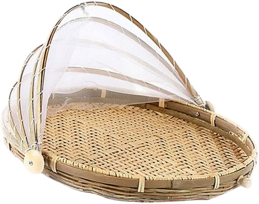 Davis & Waddell Collapsible Mesh Food Cover with Bamboo Tray