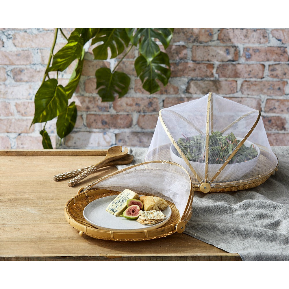 Davis & Waddell Collapsible Mesh Food Cover with Bamboo Tray