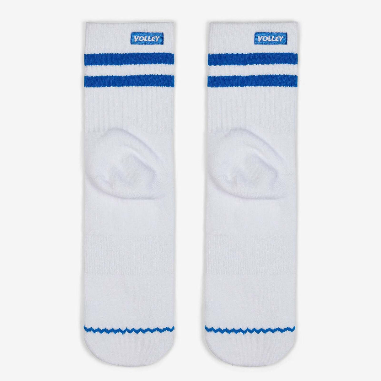 Volley Unisex Mid Socks - Combed Cotton in White/Blue