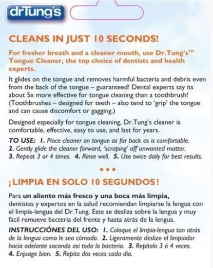 Dr Tung's TONGUE CLEANER Dental Hygiene Stainless Steel Scraper Dr. Tungs