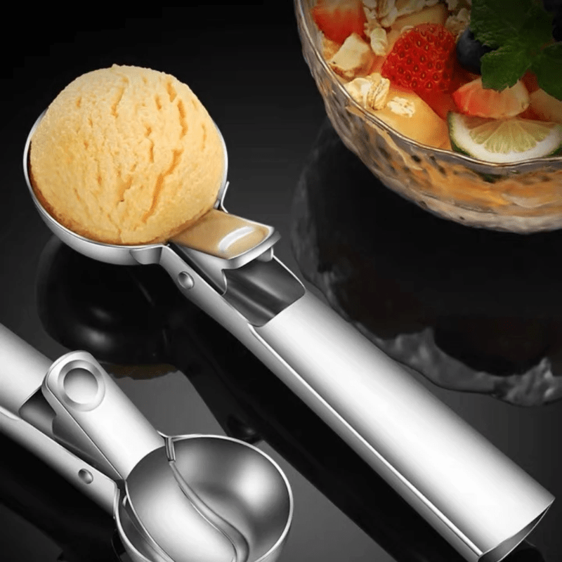 Stainless Steel Heavy Duty Ice Cream Scoop w/ Trigger Dishwasher Safe