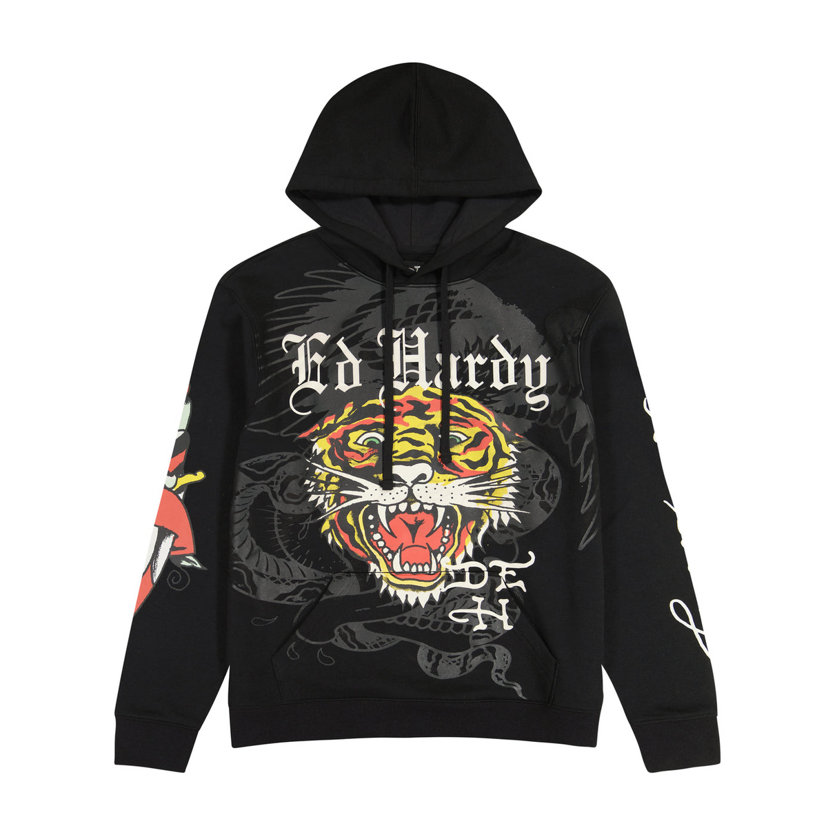 Ed Hardy Mens Hoodie Jumper - Tiger Dragon - Black