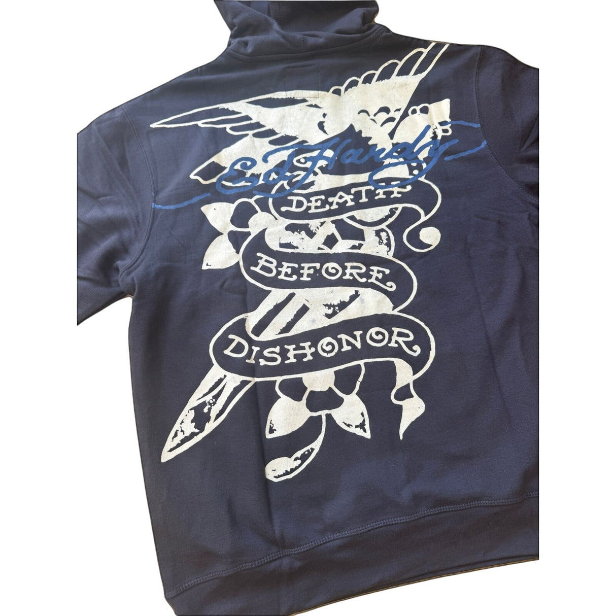 Ed Hardy Mens Hoodie Jumper - Skull Eagle - Charcoal