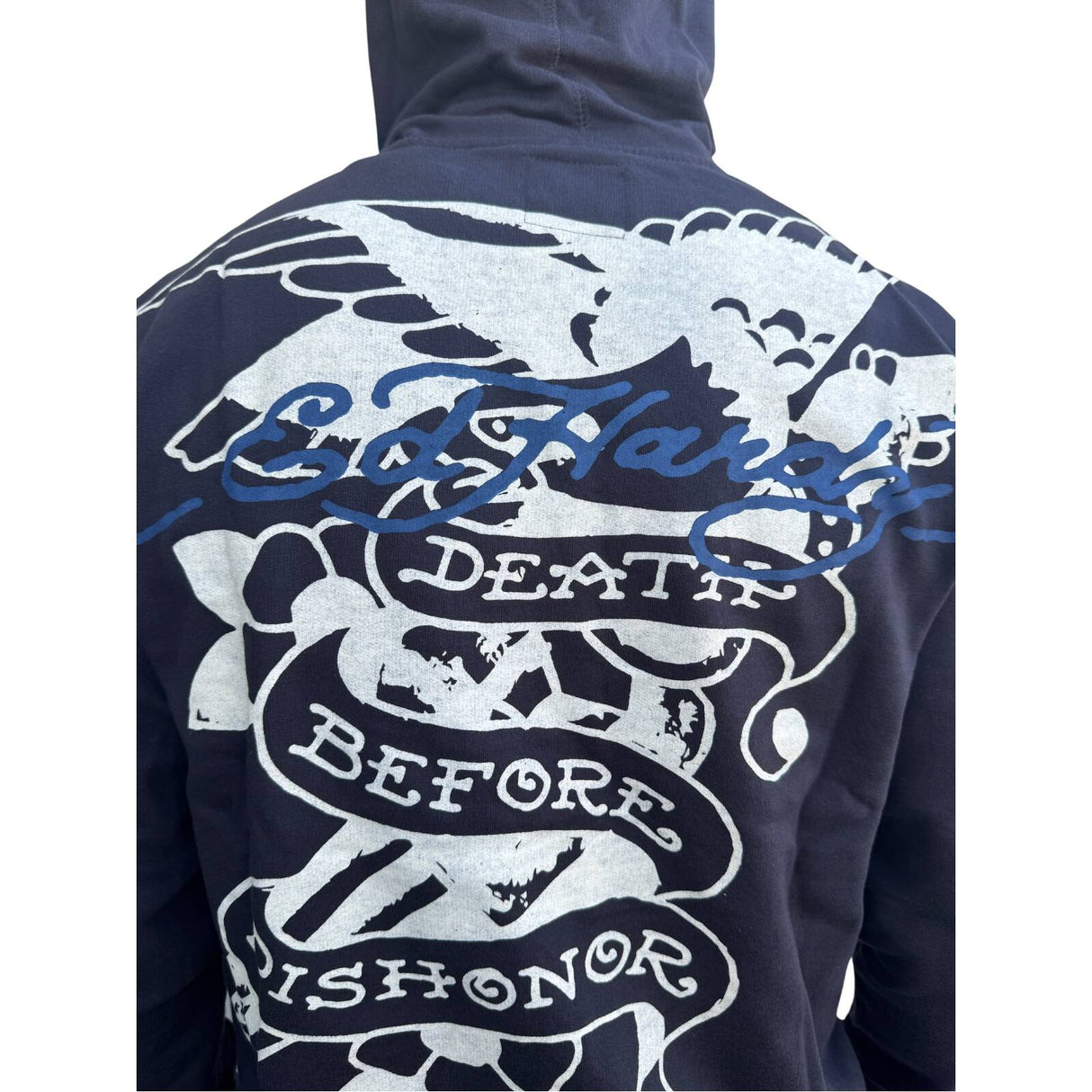 Ed Hardy Mens Hoodie Jumper - Skull Eagle - Charcoal