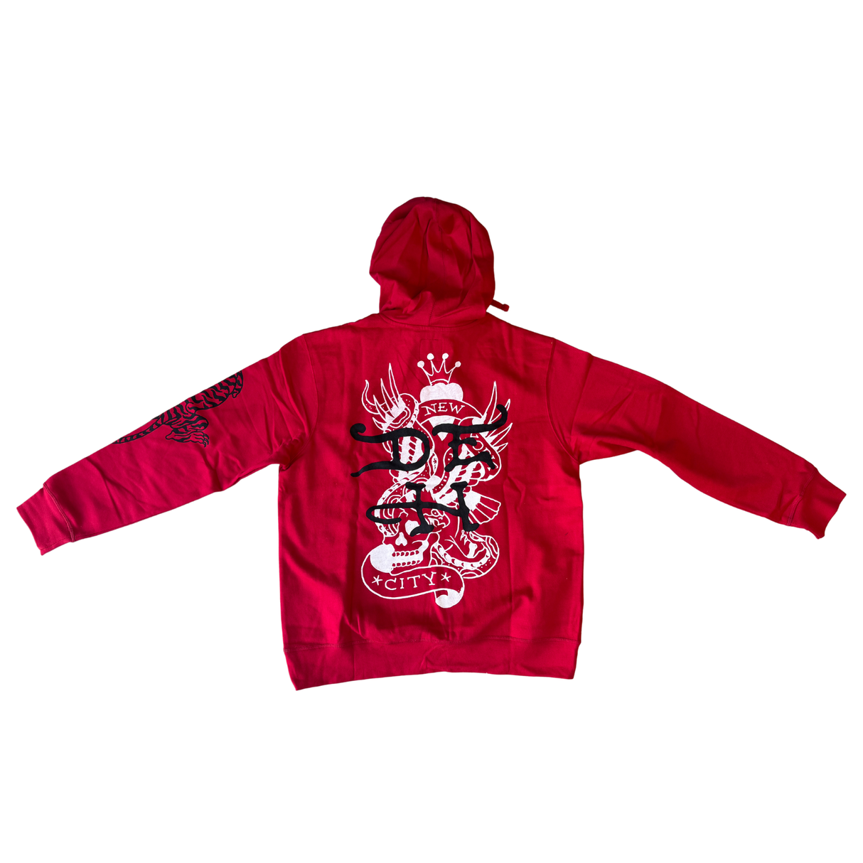 Ed Hardy Mens Hoodie Jumper - Tiger Skull - Red