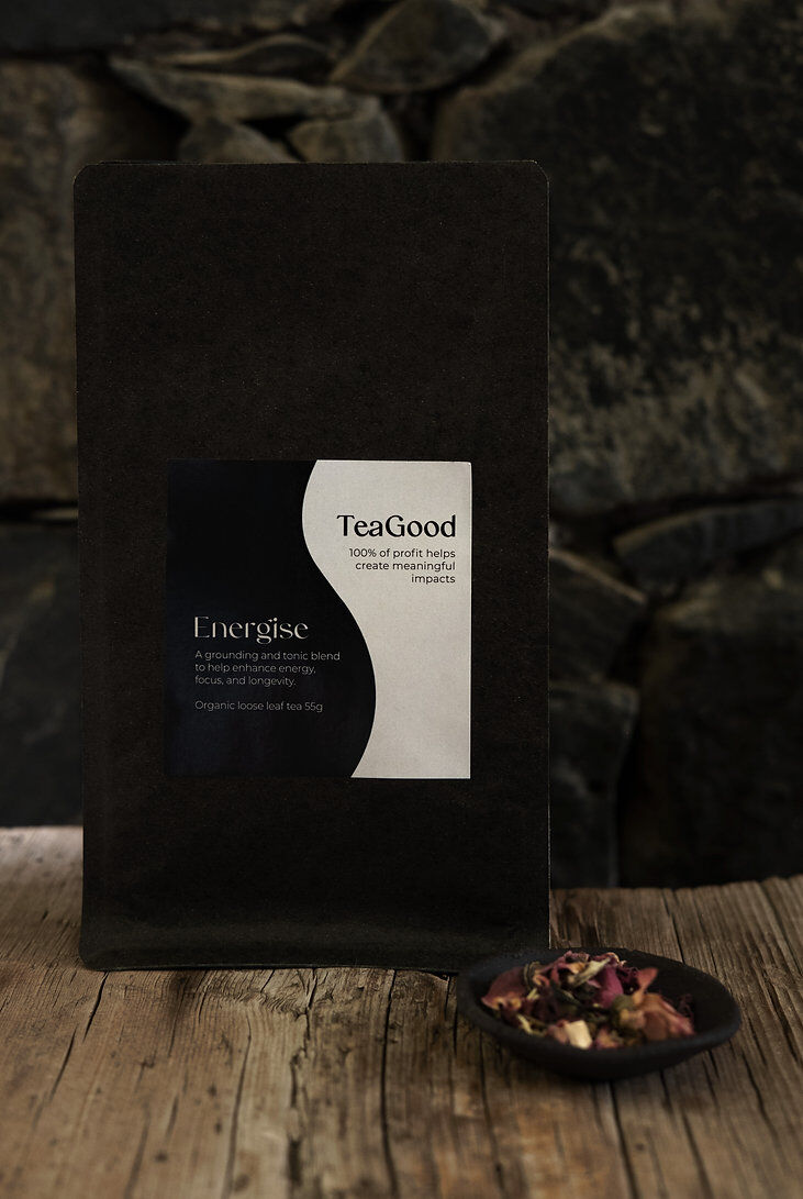 TeaGood Energise Organic Loose Leaf Tea with Adaptogens – 55g Glass Jar