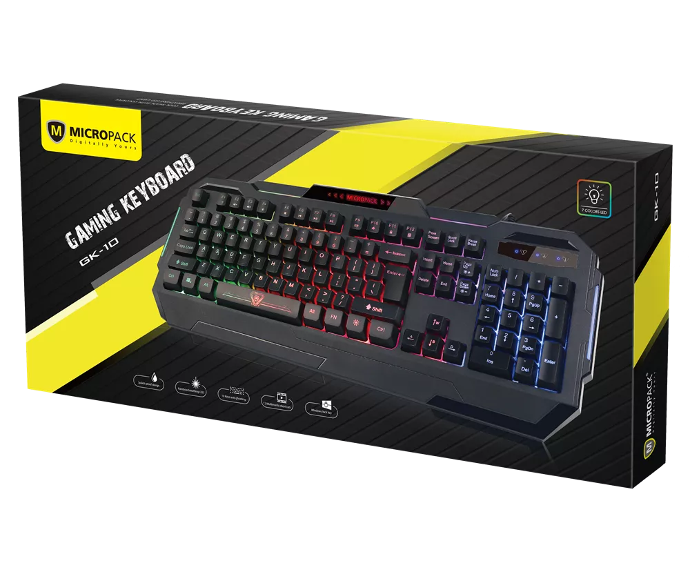 Wired Rainbow Backlit Gaming Keyboard with Splash Proof Design (GK-10L)