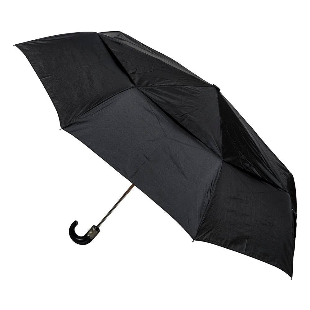 Brellerz Wind Resistant Golf Sized Auto Open Umbrella Ultimate Folding Compact in Black